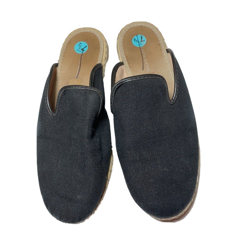 Saks Fifth Avenue Womens  Black Mules Espadrilles  Size 7.5